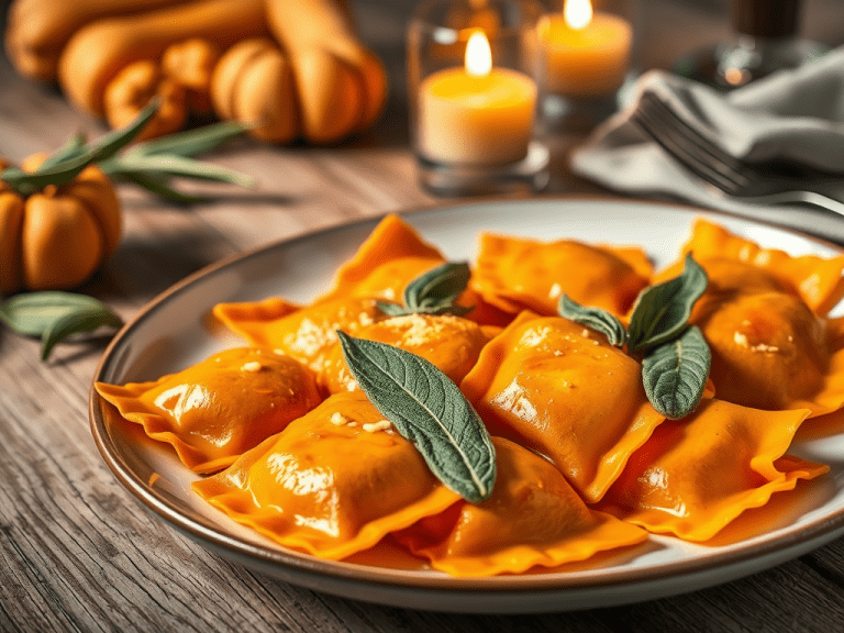 butternut squash ravioli with sage butter